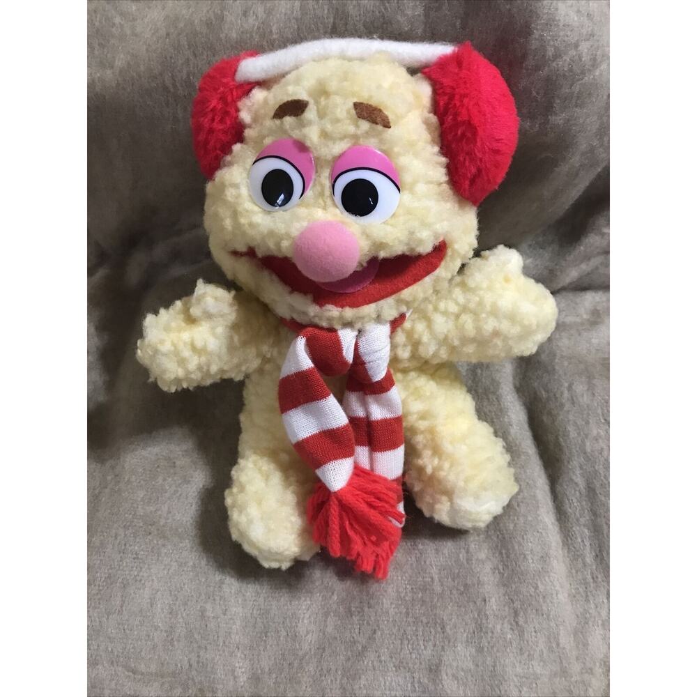 Henson Fozzie Bear Stuffed Animal‎ Red White Scarf Earmuffs 1987